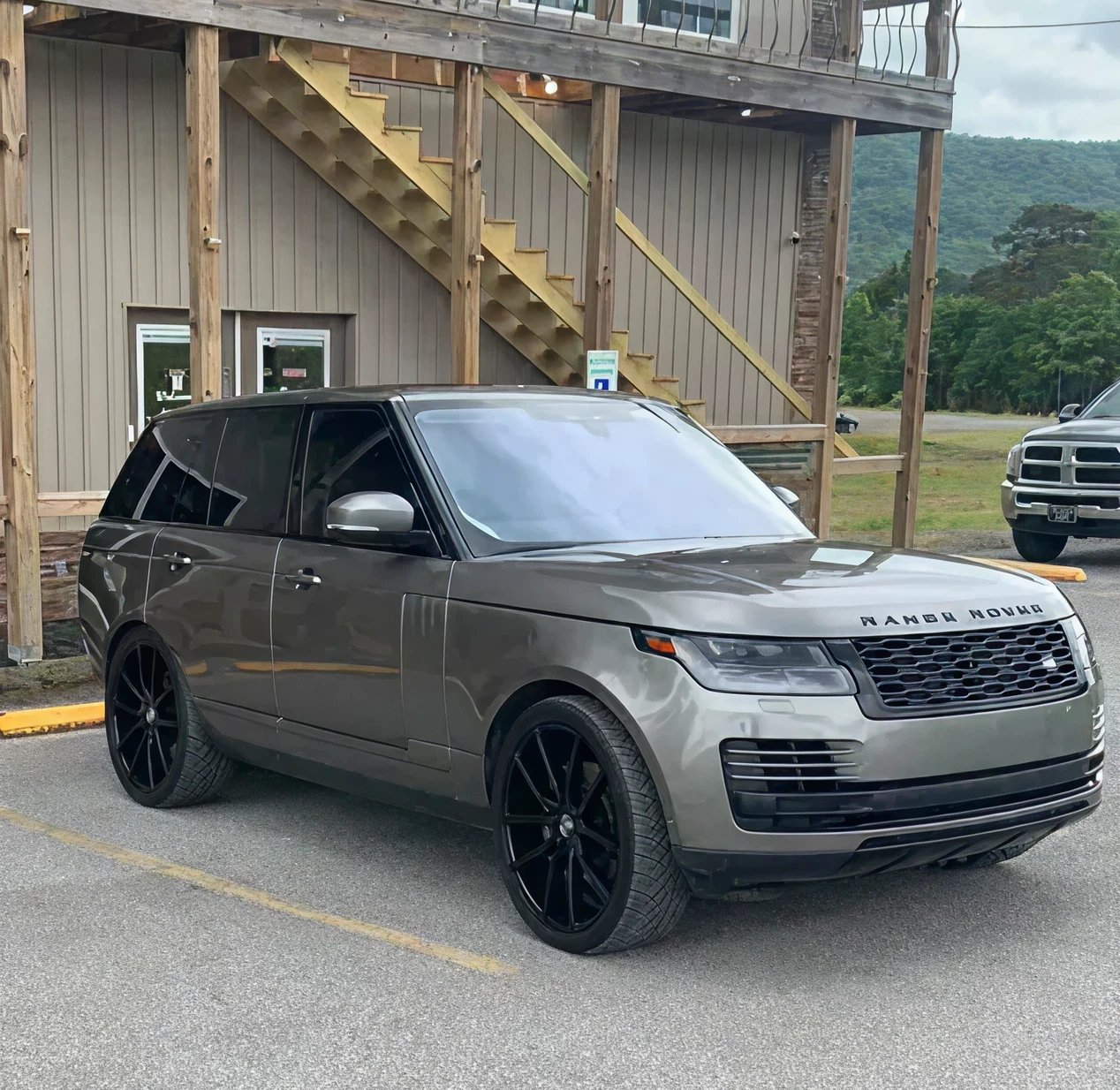 Luxury SUV parked near building