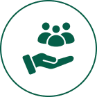 Group support icon with hand